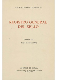 Registro General del Sello. Vol. XIII (enero-diciembre 1496)