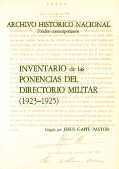 Inventario de las ponencias del directorio militar (1923-1925)